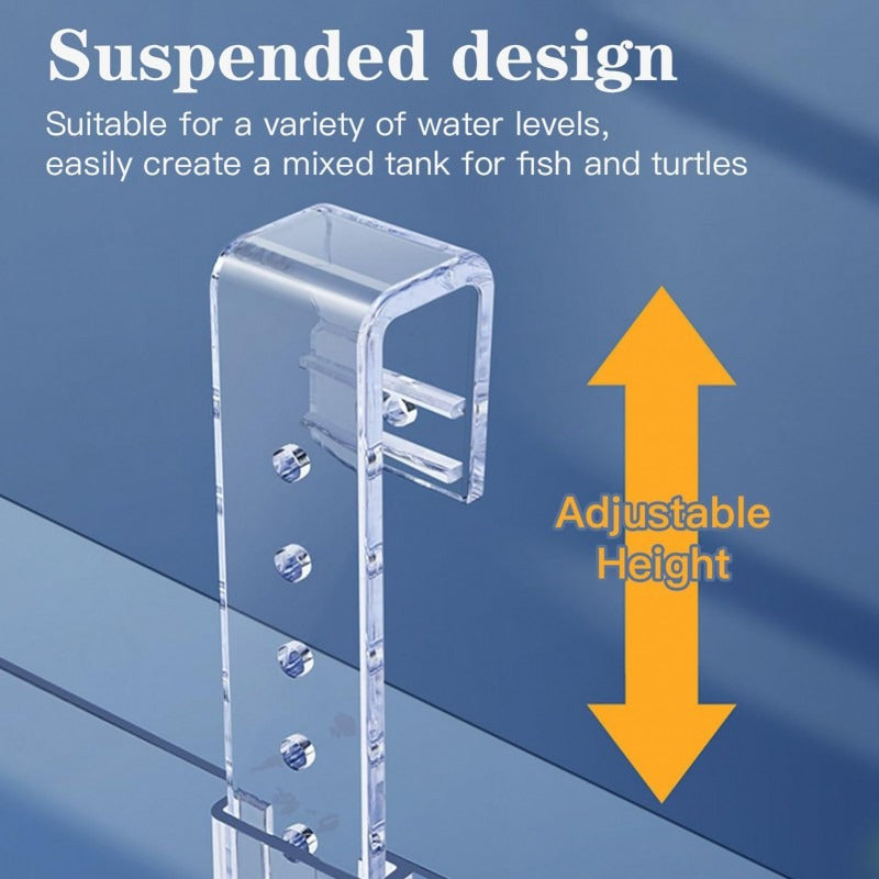 Turtle Basking Platform Acrylic Floating Island – Adjustable Height Climbing Dock with Integrated Ladder | Transparent Perforated Design