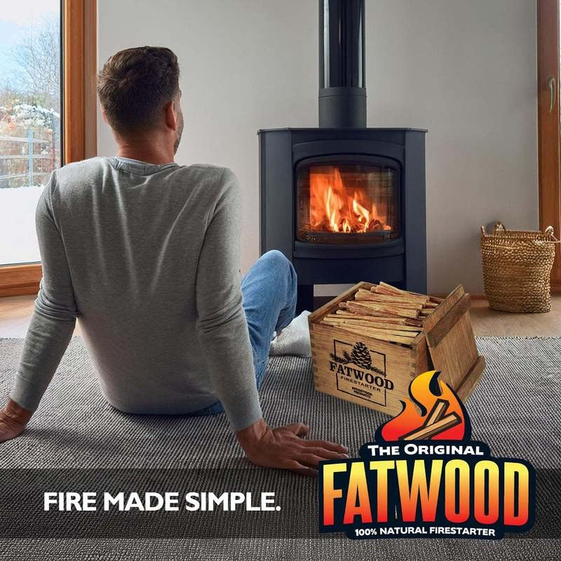 Fatwood Fire Starter Wood Crate 100% Natural Pine Resin Kindling Sticks for Fireplace Campfire BBQ Grill Fire Pit Pellet Stove Organic