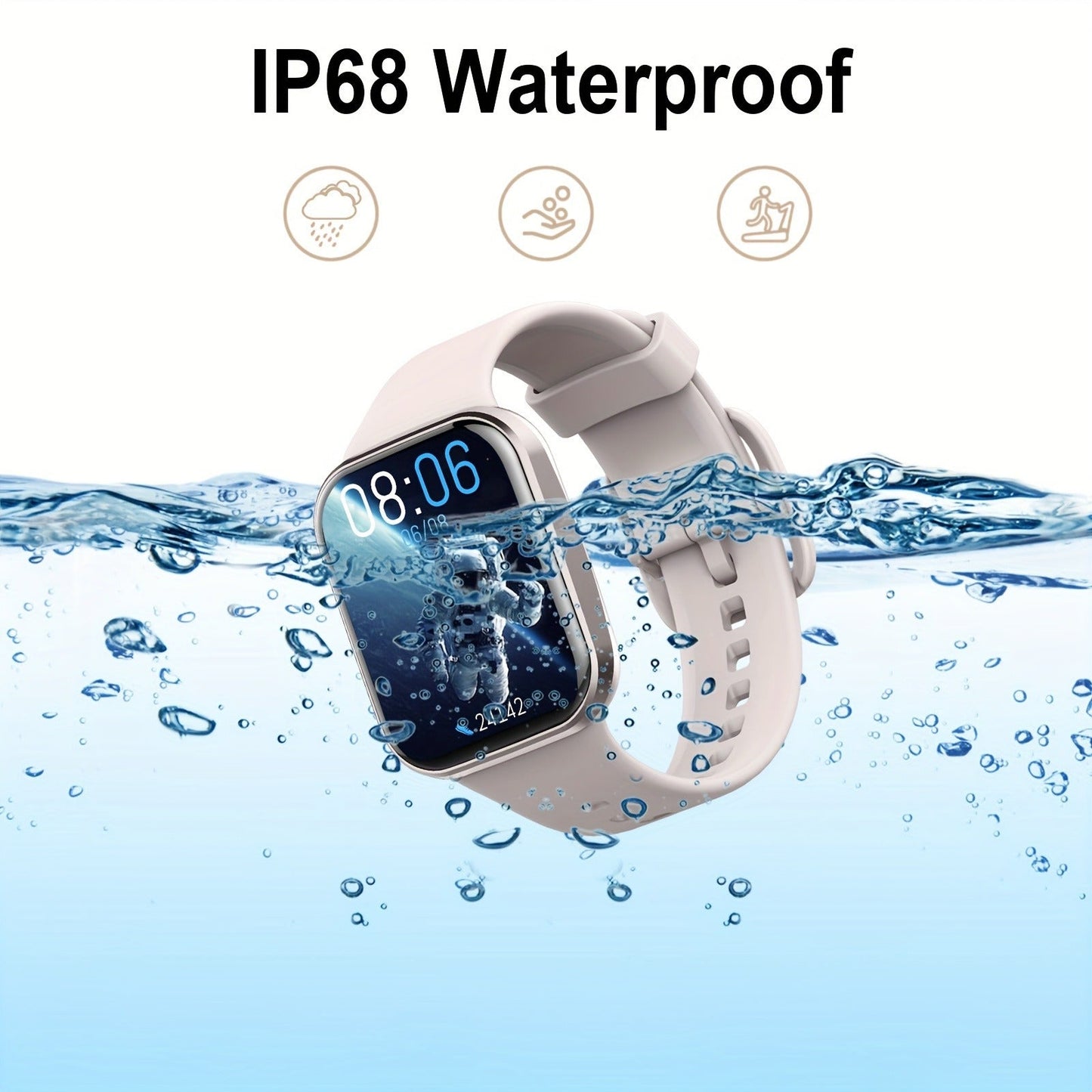 Smartwatch 1.69" HD Screen, 25 Sports Modes, IP68, Color Options & Everyday Wear Design with Activity Tools, Alerts and Color or Strap