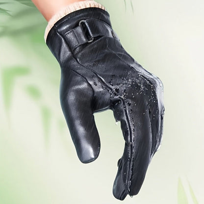 Buckle-Cuff Winter Gloves with Black or Brown Checkout Options and 11.2 x 25.5 cm Pictured Size