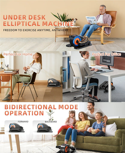 Electric Under Desk Elliptical Machine 12-Speed Seated Leg Exerciser with Remote Control, Quiet Motorized Pedal Stepper for Seniors & Home