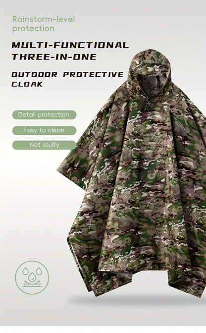 Waterproof Rain Poncho Digital Camouflage – Lightweight Polyester Raincoat for Hiking Camping Mountain Climbing Outdoor Sports