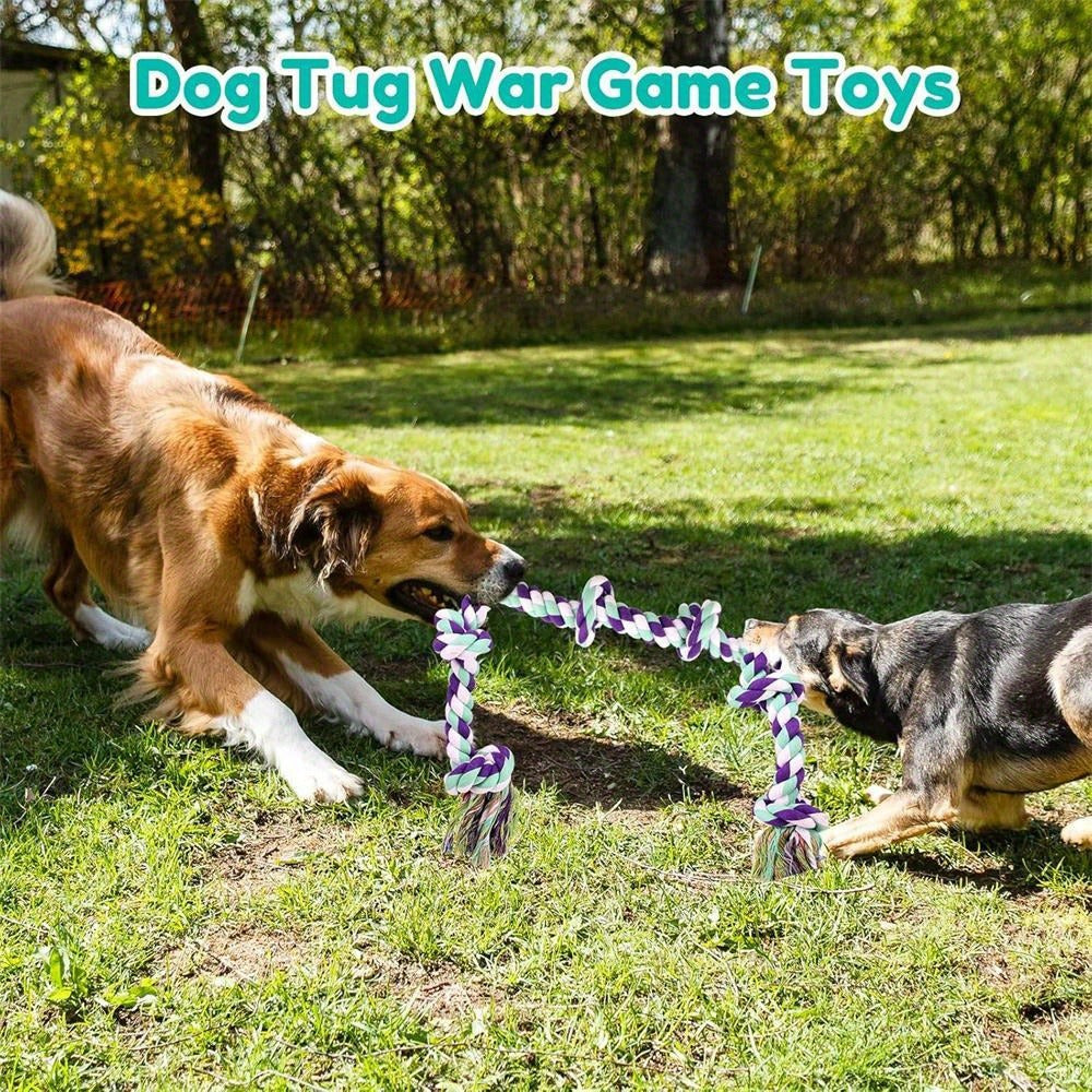 Rope Dog Toy 6-Knot Tug of War Chew Toy for Large Dogs – Heavy Duty Teeth Cleaning Rope Bone Toy for Aggressive Chewers