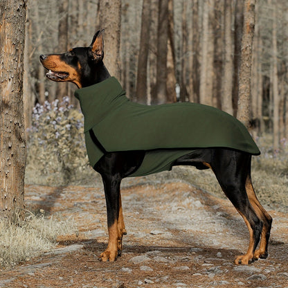 High Neck Dog Coat Warm Pullover – Solid Color Woven Polyester Pet Jacket, Machine Washable, All-Season Fall & Winter Dog Apparel