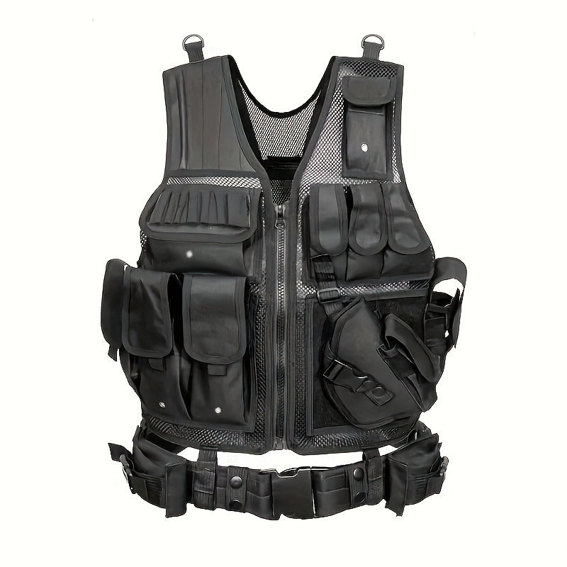 Tactical Fishing Vest with Quick Release – Lightweight Breathable Multi-Pocket Outdoor Vest for Men Camping Hiking Hunting Training