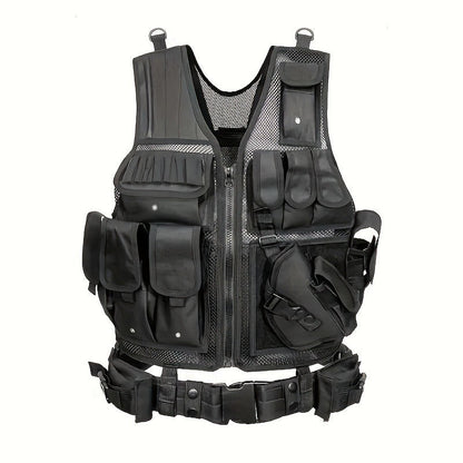 Tactical Fishing Vest with Quick Release – Lightweight Breathable Multi-Pocket Outdoor Vest for Men Camping Hiking Hunting Training