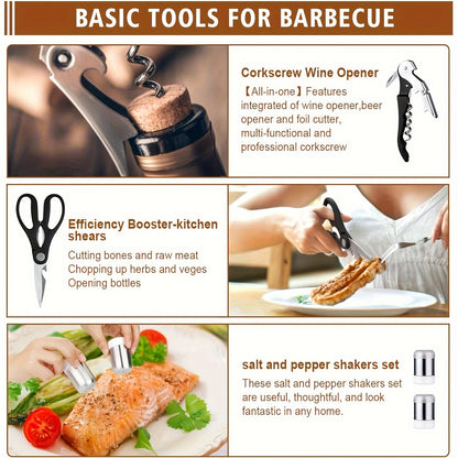 Thirty-Six-Piece BBQ Grill Tool Kit with Carry Case, Two Grill Mats, Heat Glove and Cooking Utensils