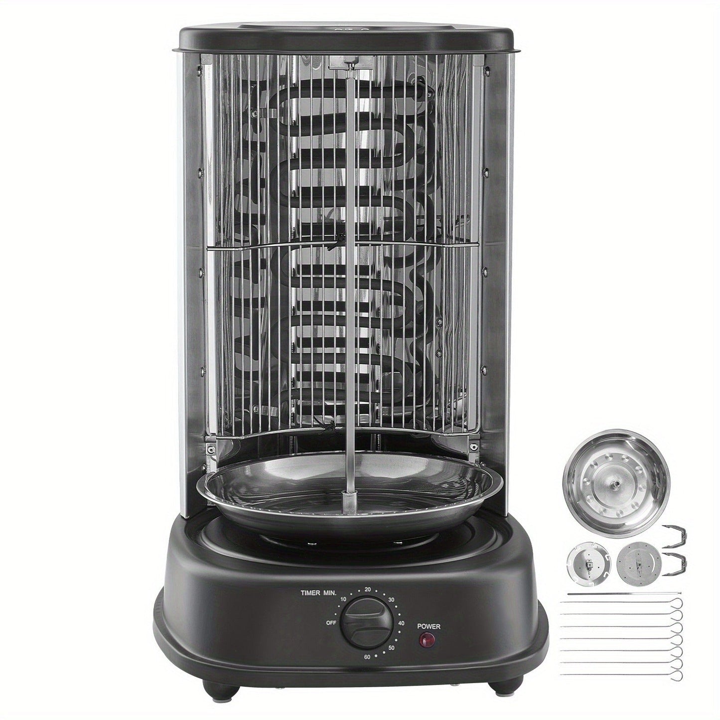 Vertical Shawarma Grill Machine, Electric Gyro Rotisserie Oven with Countertop Broiler for Home Cooking, Dining and Outdoor Meals
