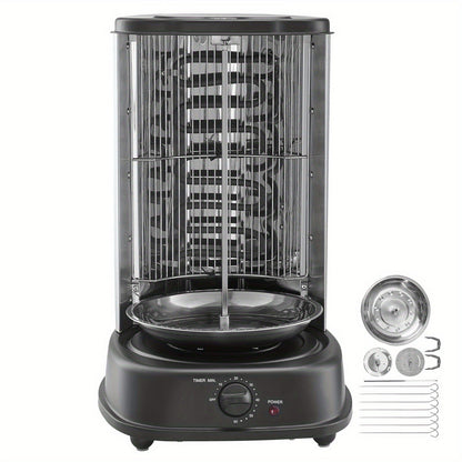 Vertical Shawarma Grill Machine, Electric Gyro Rotisserie Oven with Countertop Broiler for Home Cooking, Dining and Outdoor Meals