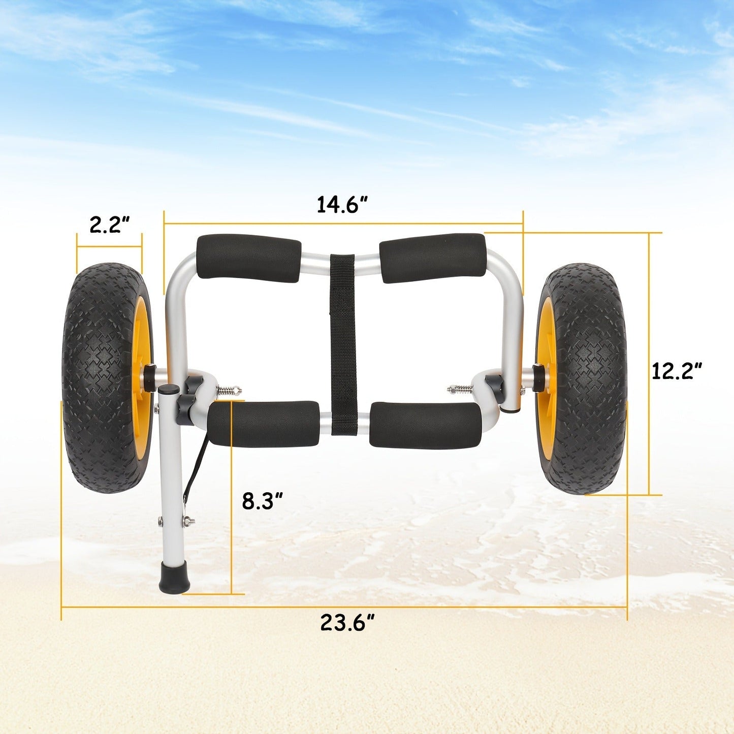 Kayak Cart Trolley Carrier Dolly, Canoe Paddle Board Boat Transport with 10-Inch Solid Wheels