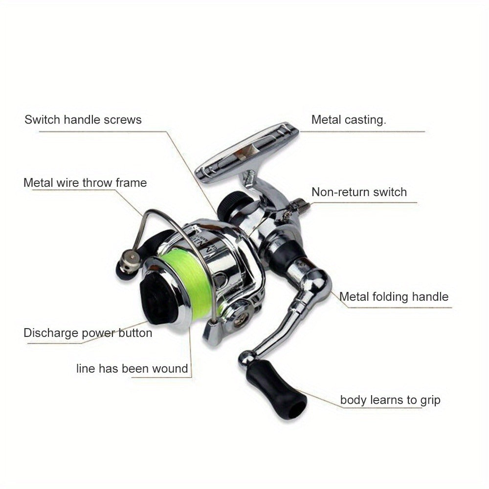 Mini 100 Spinning Fishing Reel – 4.3:1 High-Speed Gear Ratio, Aluminum Alloy Body, Interchangeable Rocker Arm, Ambidextrous