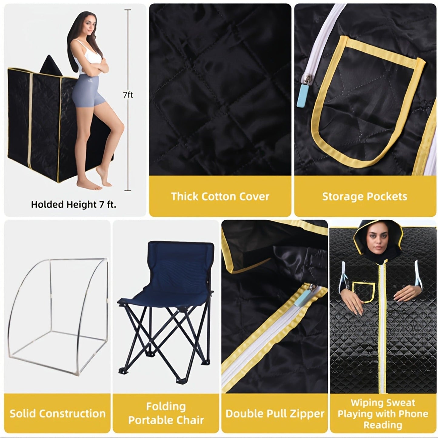 Portable Steam Sauna Tent with Remote Control & Foldable Chair, Personal Home Sauna Room for Detox Weight Loss Relaxation
