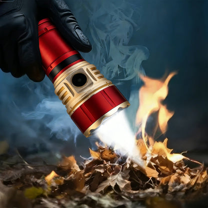 Tactical Flashlight with Fire Starter – Fresnel Lens Igniter, 3000 Lumen LED, 21700 Rechargeable Battery, Zoomable Aluminum Torch