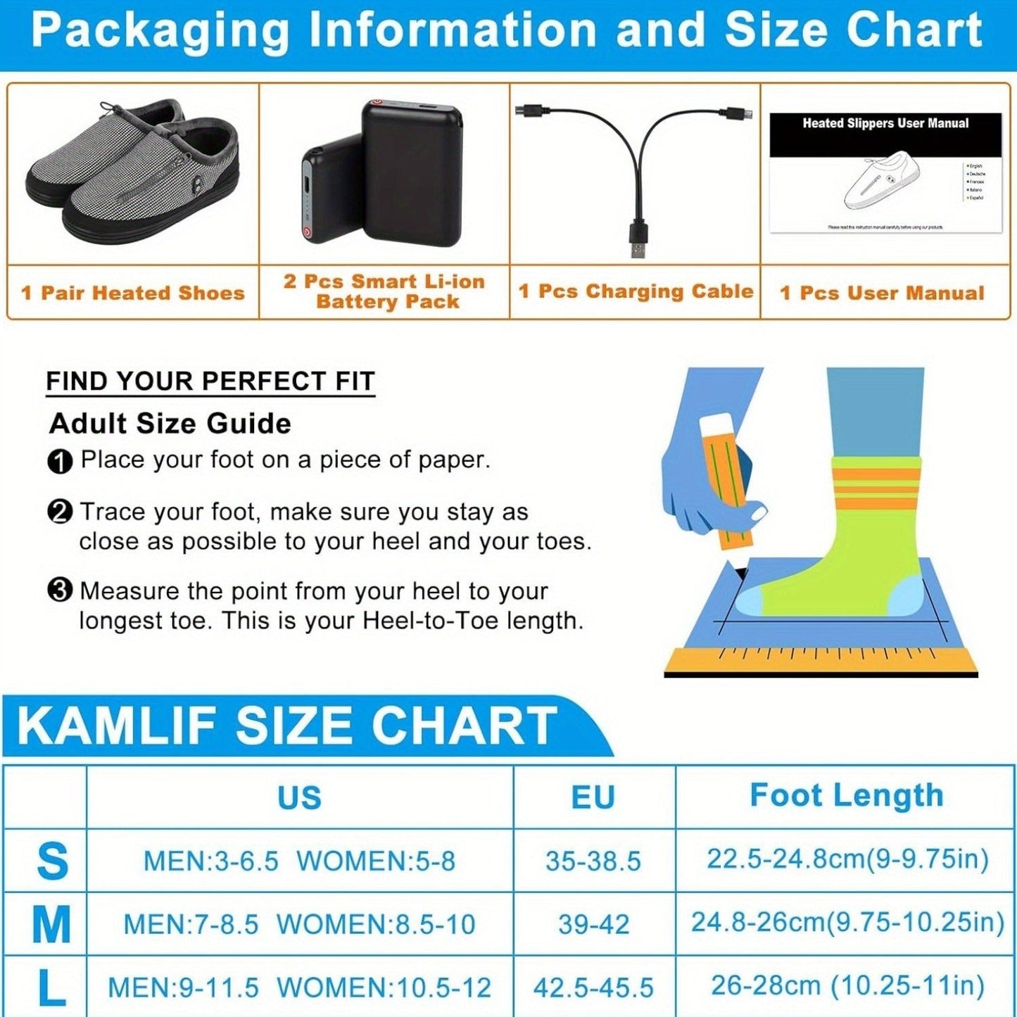 Heated Slippers for Men & Women with 5000mAh Battery – Electric Foot Warmer Shoes, Carbon Fiber Heating, 3 Heat Settings