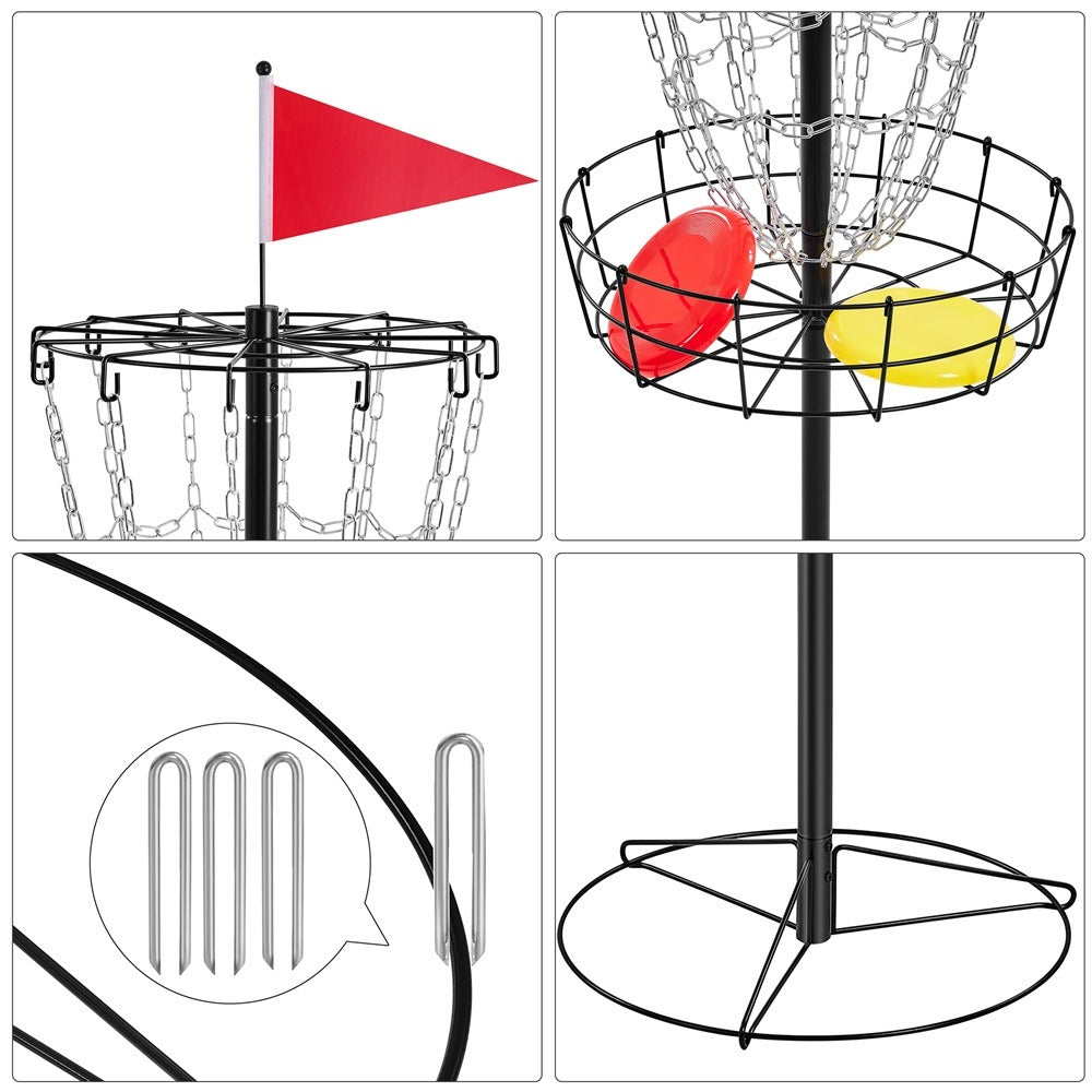 Portable Disc Golf Basket 12 Chain – Heavy Duty Metal Frame, Galvanized Chains, Easy Assembly, Indoor & Outdoor Practice Target