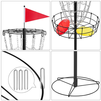 Portable Disc Golf Basket 12 Chain – Heavy Duty Metal Frame, Galvanized Chains, Easy Assembly, Indoor & Outdoor Practice Target