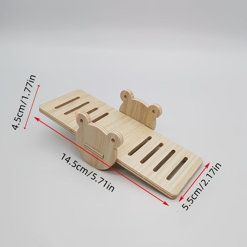 Hamster Cage Accessories 6-Piece Wooden Set – Running Wheel, Villa House, Swing, Nesting House for Hamsters Guinea Pigs Gerbils