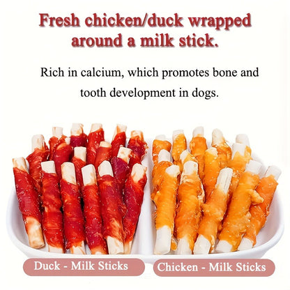 Dog Treats High Protein Training Sticks Chicken Duck Sweet Potato Milk Flavor Healthy Digestible Reward Snacks for Small Medium Large Dogs