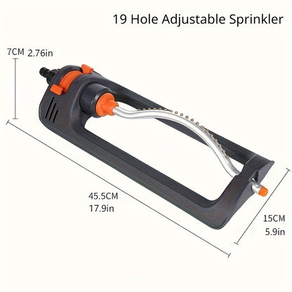 Oscillating Garden Sprinkler, 19-Hole Adjustable Swing Sprinkler with Universal Connector, No Battery Required
