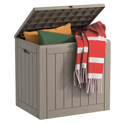 Outdoor Resin-Style Deck Box in 35- or 45-Gallon Sizes with Lockable Lid, Side Handles and Two Colors
