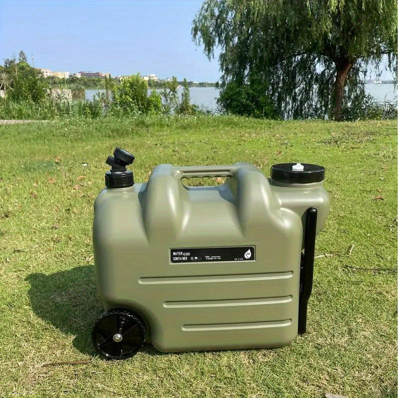 Portable Water Bucket with Wheels and Pull Rod 7.4 Gal 28L Large Capacity PE Square Water Container Collapsible Rolling Water Jug