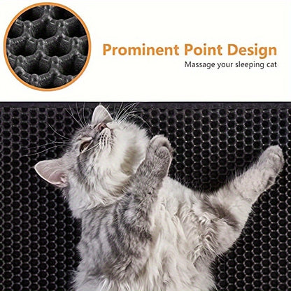 Cat Litter Mat Honeycomb Double Layer – Waterproof Urine-Proof Washable Litter Trapping Mat, Reduces Scatter & Easy to Clean