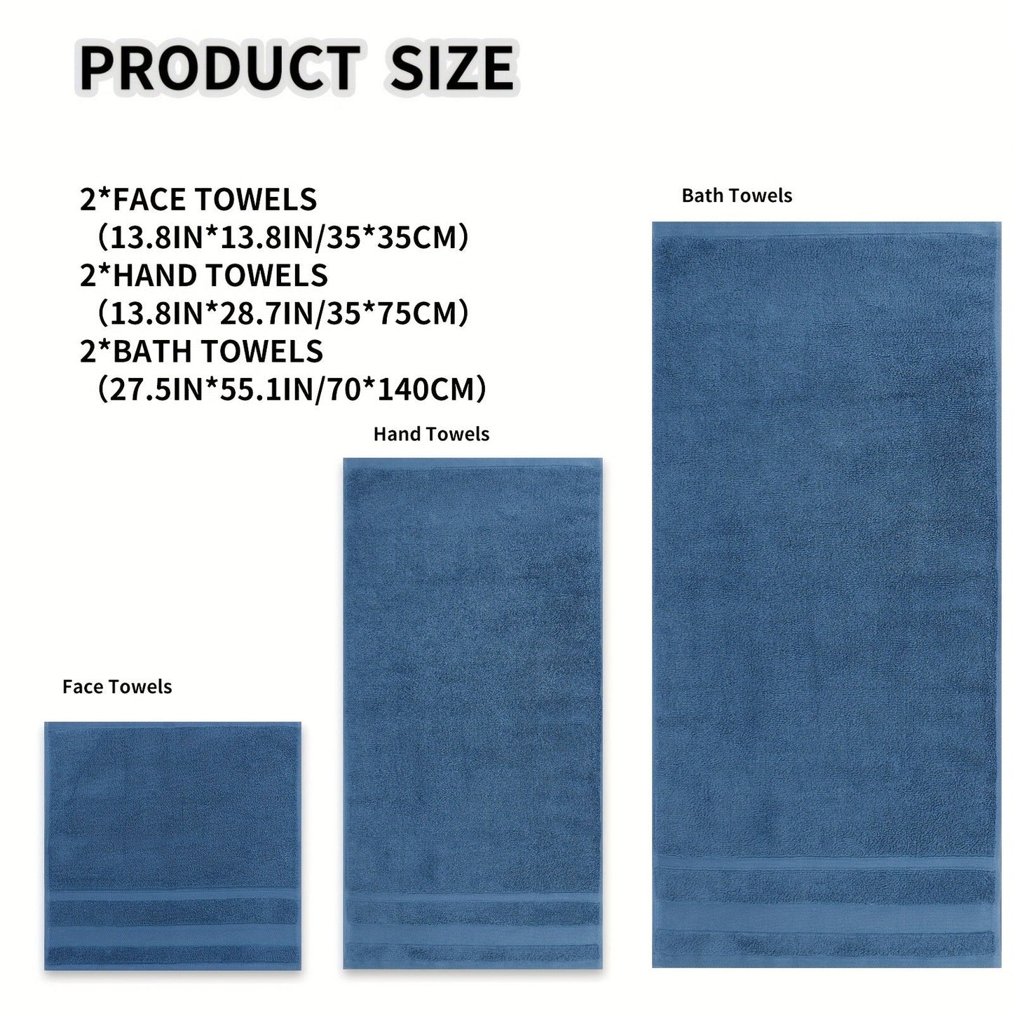 Towel Set 6 or 10 Piece Pure Cotton Bath Towels in Grey, Blue, White or Yellow for Home, Gym and Travel