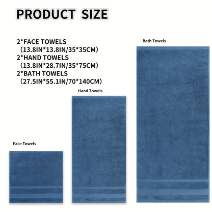 Towel Set 6 or 10 Piece Pure Cotton Bath Towels in Grey, Blue, White or Yellow for Home, Gym and Travel