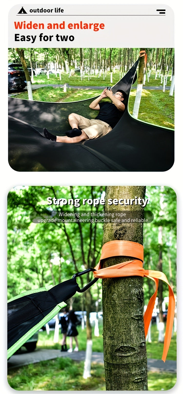 Outdoor Triangle Hammock Multi-Person – Large Aerial Tree Tent, Mesh Swing Camping Hammock for Backyard, Camping & Relaxing