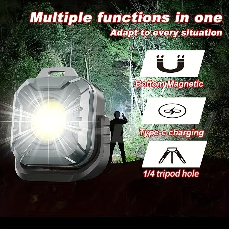 Compact Square COB Work Light with Hanging Loop, Pivoting Stand and One-, Two- or Four-Piece Options