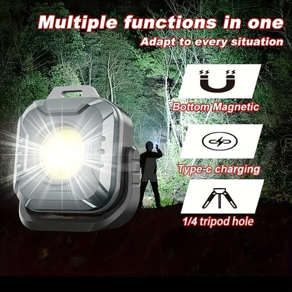 Compact Square COB Work Light with Hanging Loop, Pivoting Stand and One-, Two- or Four-Piece Options