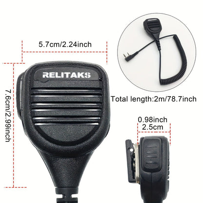 RELITAKS Handheld Two-Way Radio Speaker Mic – K-Head Connector, Coiled Cord, Compatible with Baofeng, TYT & More, No Battery