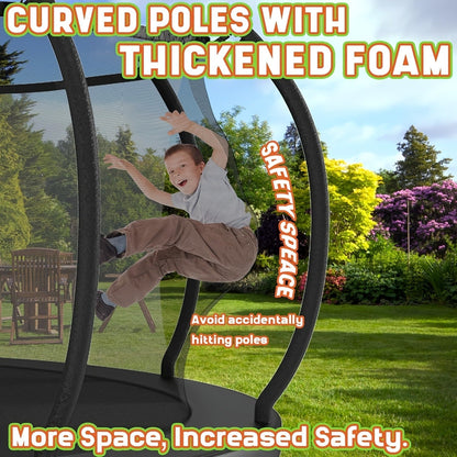 Outdoor Trampoline with Safety Enclosure Net Football Toss Game 8 10 12 14FT Round Backyard Trampoline for Kids Adults Indoor Outdoor Party
