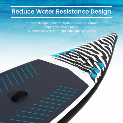 14ft Inflatable Racing Paddle Board SUP with Pump Adjustable Paddle & Backpack – 3D Non-Slip EVA Deck Ultra-Lightweight 23lbs Touring Stand