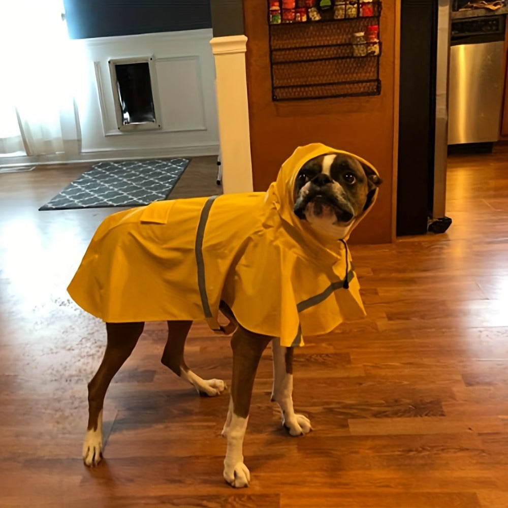 Dog Raincoat Reflective Hooded Waterproof Pet Rain Cape for All Breeds, Lightweight Poncho with Reflective Strips for Safety on Rainy Days