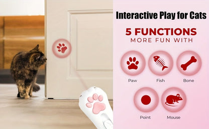 Cat Teaser Toy 7-in-1 USB Rechargeable – Interactive Wand Toy for Indoor Cats & Dogs, Feather Chaser Exercise Toy with Free Bonus Mouse Toy