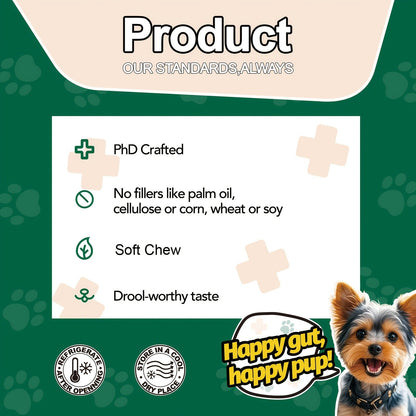 Dog Probiotic Soft Chews, Chicken Flavor, 90-Count Bottle with One- or Three-Bottle Checkout Options