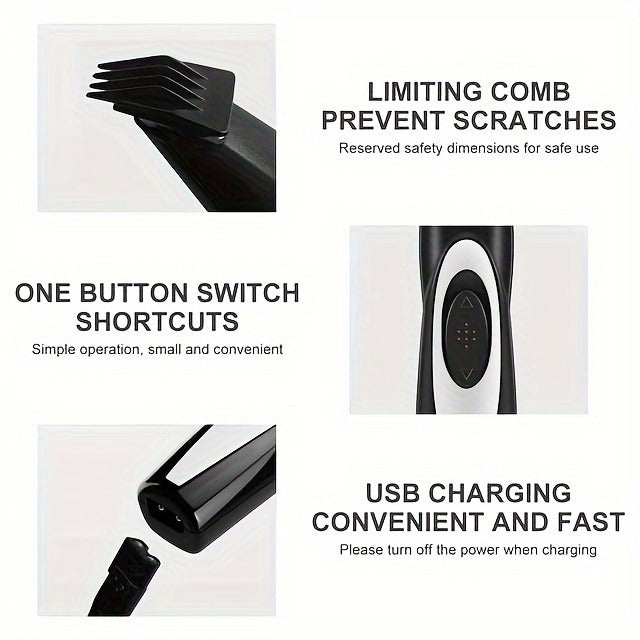 Pet Detail Trimmer Cordless USB Rechargeable – Ceramic Blade Precision Clipper for Dogs Cats Face Paws Ears Eyes Tail