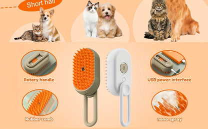 Cat Grooming Steam Brush – Self-Cleaning 4-in-1 Pet Brush with Spray for Cats & Dogs Shedding Grooming Control Deshedding Tool