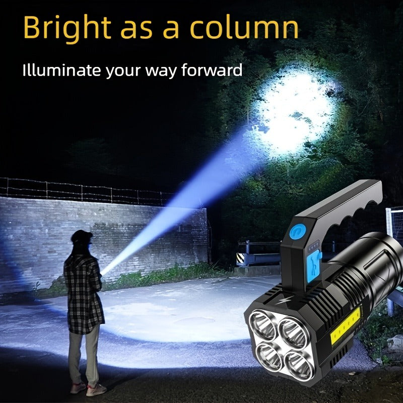 Flashlight 2-Pack Four-LED Handheld Searchlights with Four Modes, USB Charging and Power Display