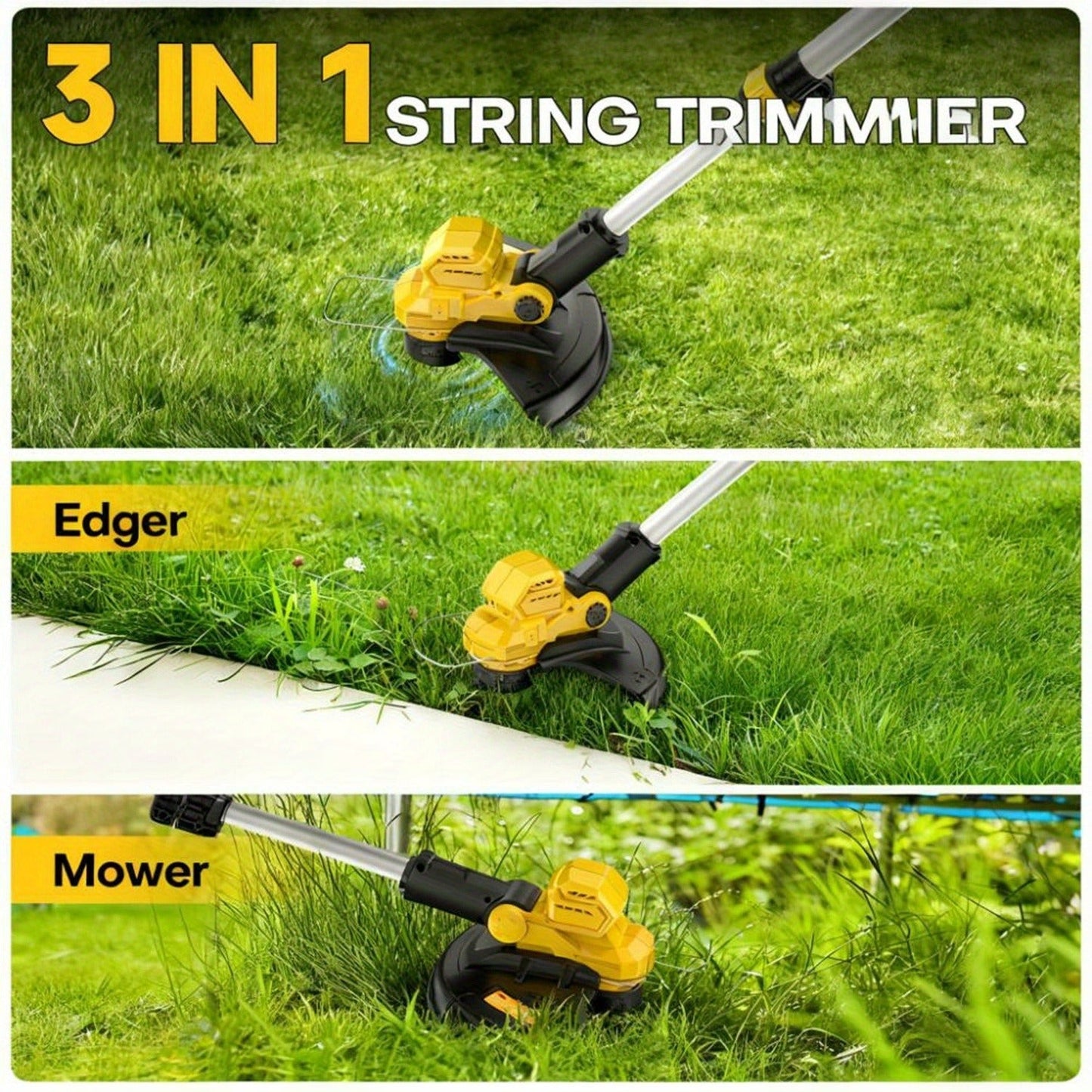 Cordless String Trimmer for DeWalt 20V Max, 12-Inch 20000RPM Brushless 3-in-1 Weed Eater with Auto-Feed