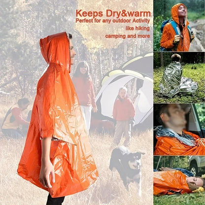 Emergency Rain Poncho 4 Pack & 14 Pack – Retains 90% Body Heat, Reusable Waterproof Raincoat for Men Women Adults