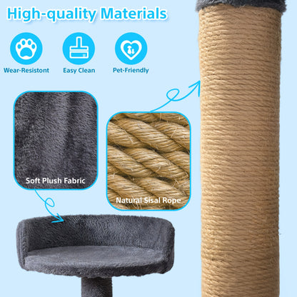 Cat Tree for Large Cats, Tower Multi-Level with Cat Bed, Condo & Sisal Scratching Post – 3 or 4 Tier Indoor Cat Tree for Large Cats