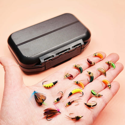 Fly Fishing Lures 72pcs Dry & Wet Flies Assortment with Fly Box – Hand-Tied 6 Patterns for Trout, Bass & Salmon, Biomimetic Bait