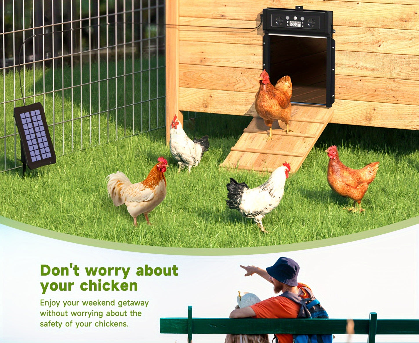 Automatic Chicken Coop Door Solar Powered – KA-200 Aluminum Alloy Auto Door with Timer, Light Sensor, Anti-Pinch Safety