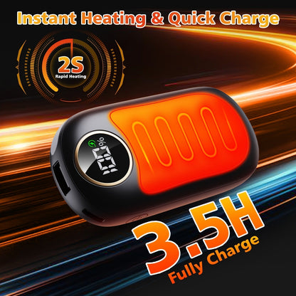 Rechargeable Hand Warmers 2 Pack – Dual-Sided Electric Pocket Heater with Power Bank & LED Light, 36Hrs Warmth, 4 Heat Levels
