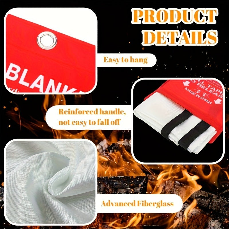 Fire Blanket 4-Pack Fiberglass Emergency Flame Retardant – Heat Resistant Fire Safety Blankets for Home, Kitchen
