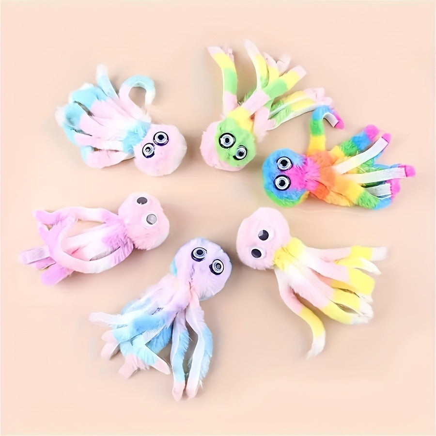 Cat Kick Toy Octopus 5-Pack – Cute Stuffed Chew & Kick Plush Toy for Indoor Cats, Teaser Wand Replacement Heads