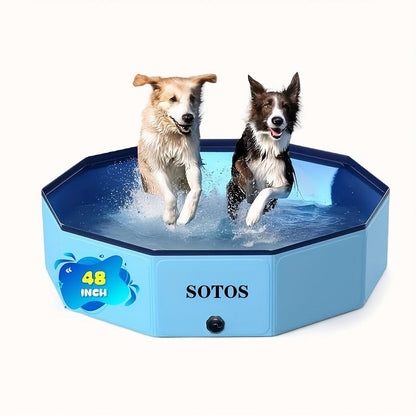 Foldable Dog Pool, Portable Hard Plastic Pet & Kids Swimming Pool, Anti-Slip Collapsible Bathtub for Indoor Outdoor Backyard Use