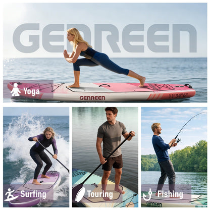 Adventure Touring SUP Board 11ft x 34'' Inflatable Paddle Board 400lbs Wide Stance Durable Lightweight ISUP Bundle Accessory Pack for Adults